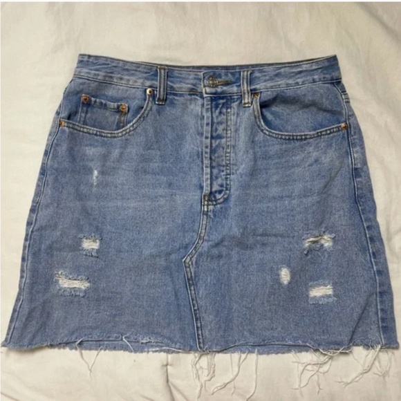 Distressed Denim Hipster Hippie Art Short Grunge Rock Chic Country Mini Skirt - Picture 1 of 3